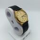 Junghans Quartz Armbanduhr Gold Damen Lederarmband Vintage Day-Date