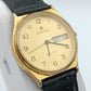 Junghans Quartz Armbanduhr Gold Damen Lederarmband Vintage Day-Date