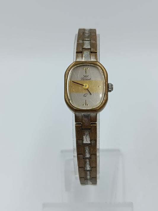 Primata Damen Armbanduhr Vintage Goldfarben Metallarmband