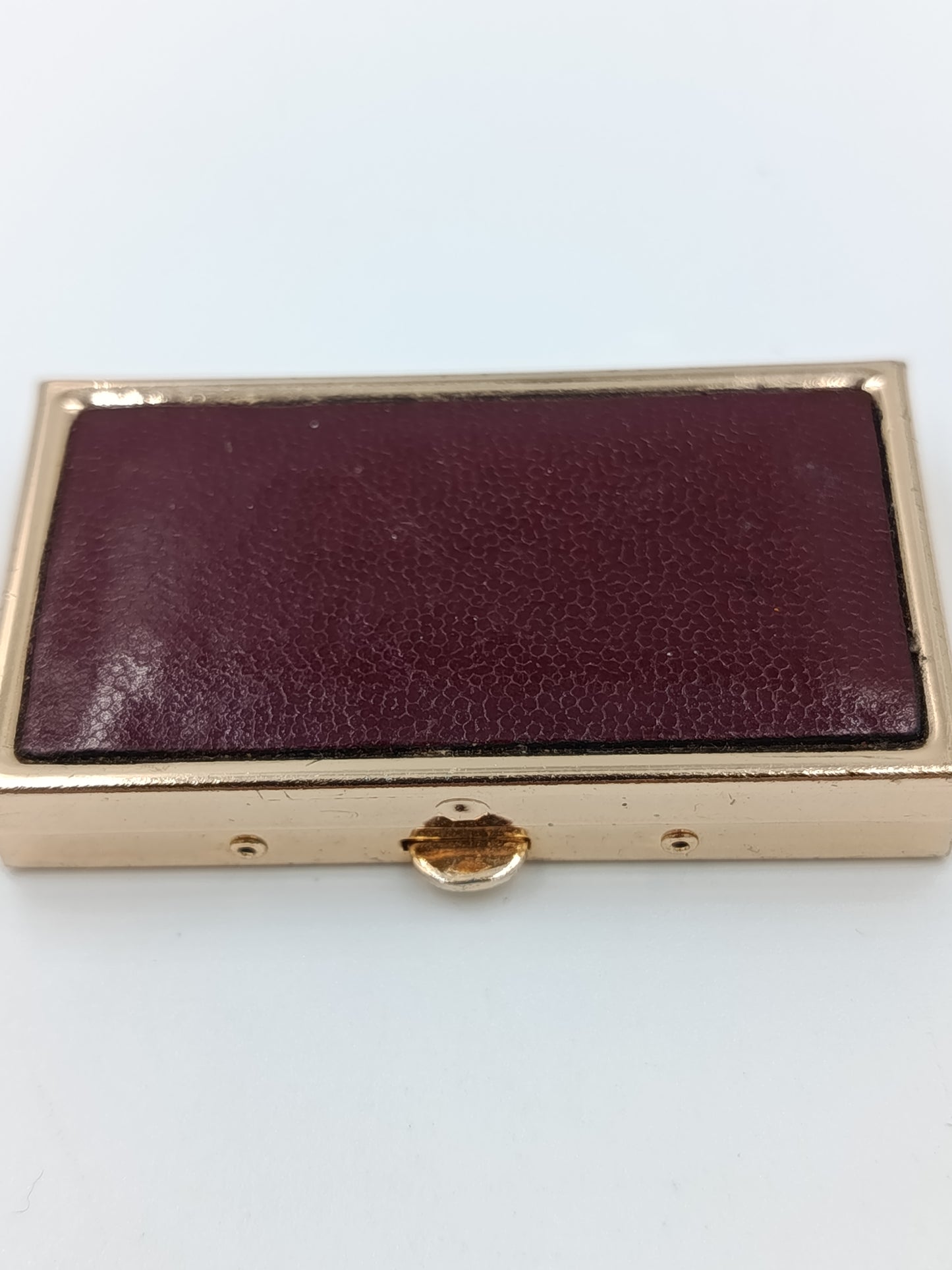 Vintage Pillendose Gold Bordeaux Metall Pill Box Tablettenbox