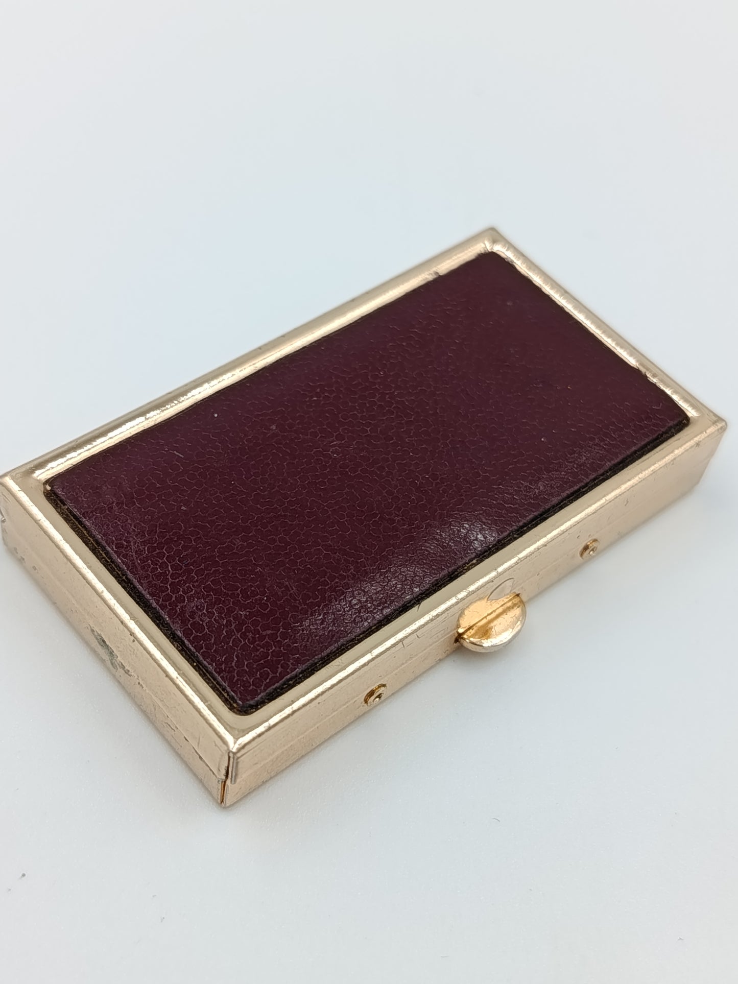 Vintage Pillendose Gold Bordeaux Metall Pill Box Tablettenbox