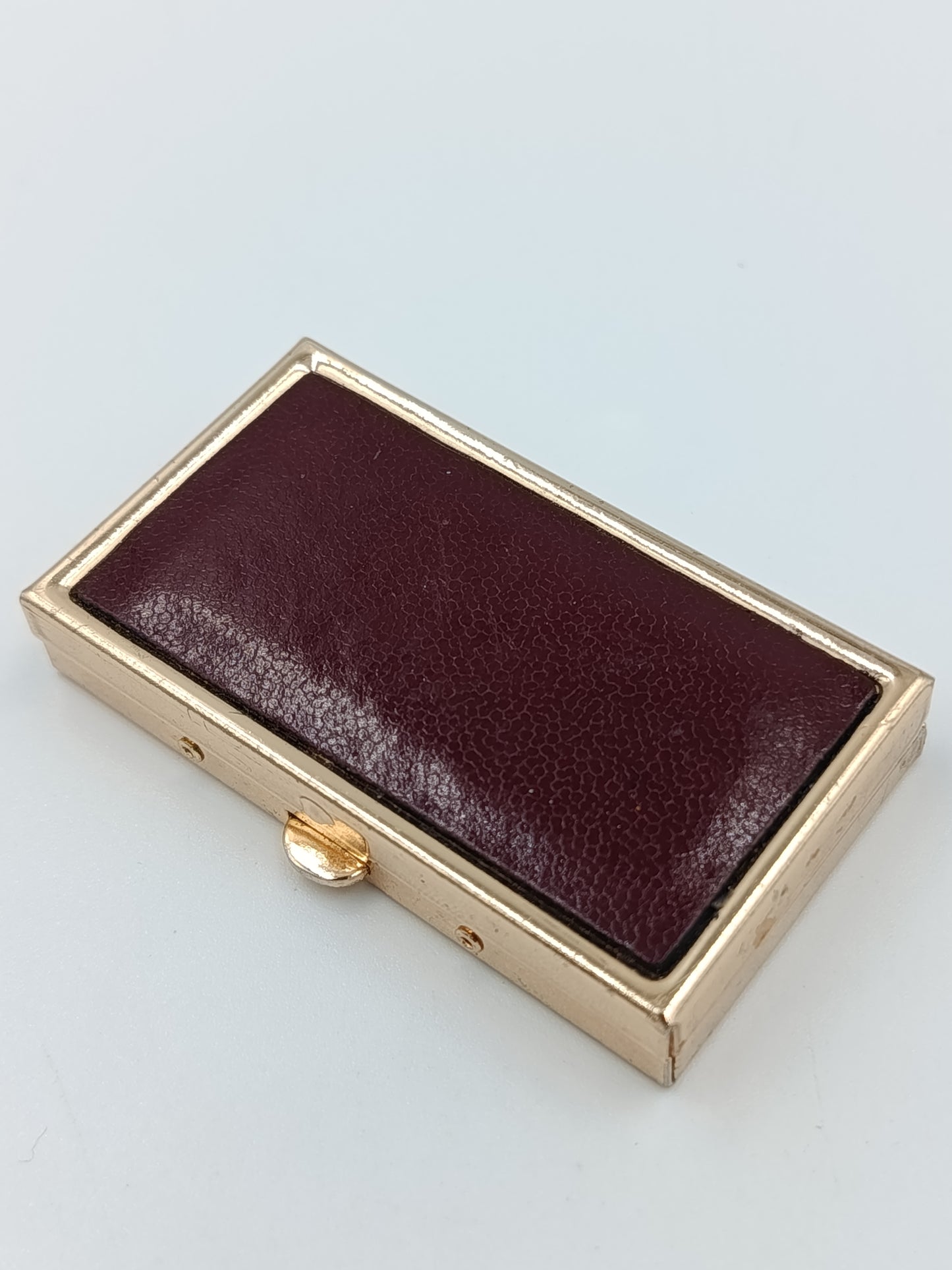 Vintage Pillendose Gold Bordeaux Metall Pill Box Tablettenbox