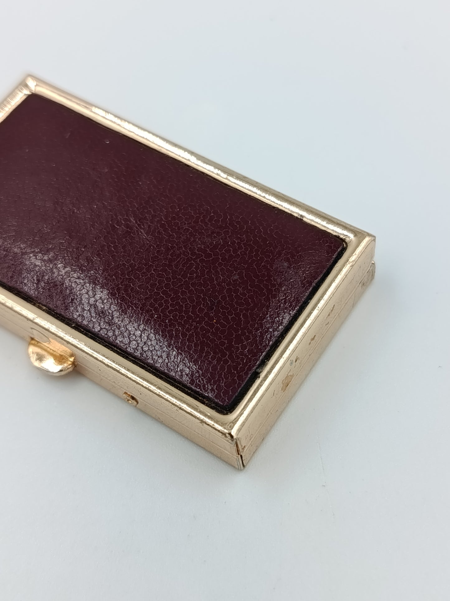 Vintage Pillendose Gold Bordeaux Metall Pill Box Tablettenbox