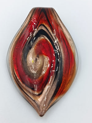 Vintage Glasanhänger Rot Gold Schwarz Murano Stil Tropfenform