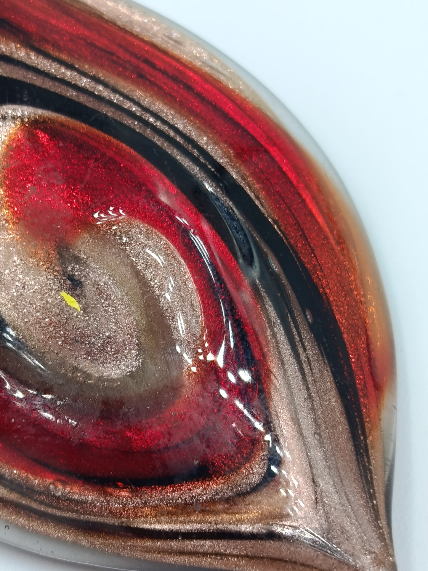 Vintage Glasanhänger Rot Gold Schwarz Murano Stil Tropfenform