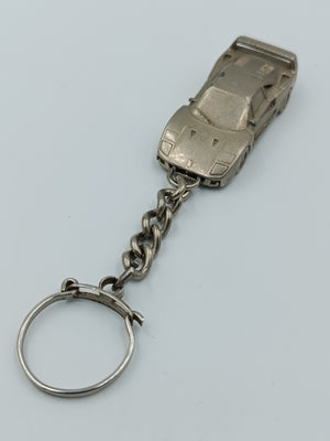 Vintage Schlüsselanhänger Auto Metall Silber Sportwagen Design