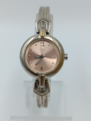 Damen Armbanduhr Go Rosé Zifferblatt Silber Metallarmband Vintage