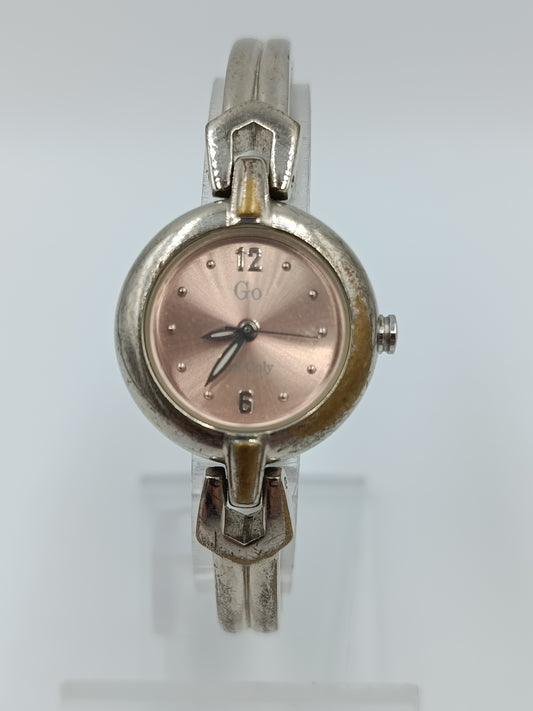 Damen Armbanduhr Go Rosé Zifferblatt Silber Metallarmband Vintage