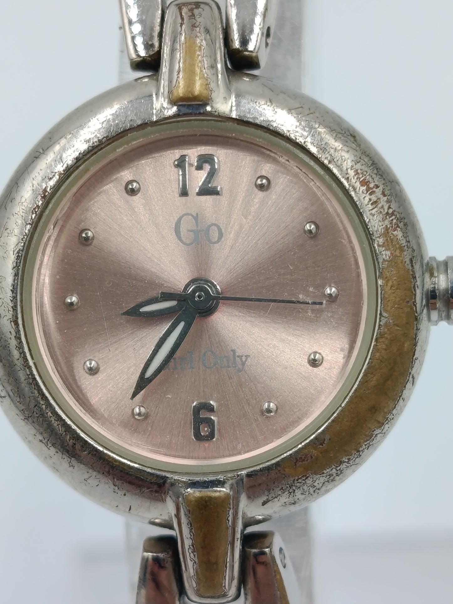 Damen Armbanduhr Go Rosé Zifferblatt Silber Metallarmband Vintage