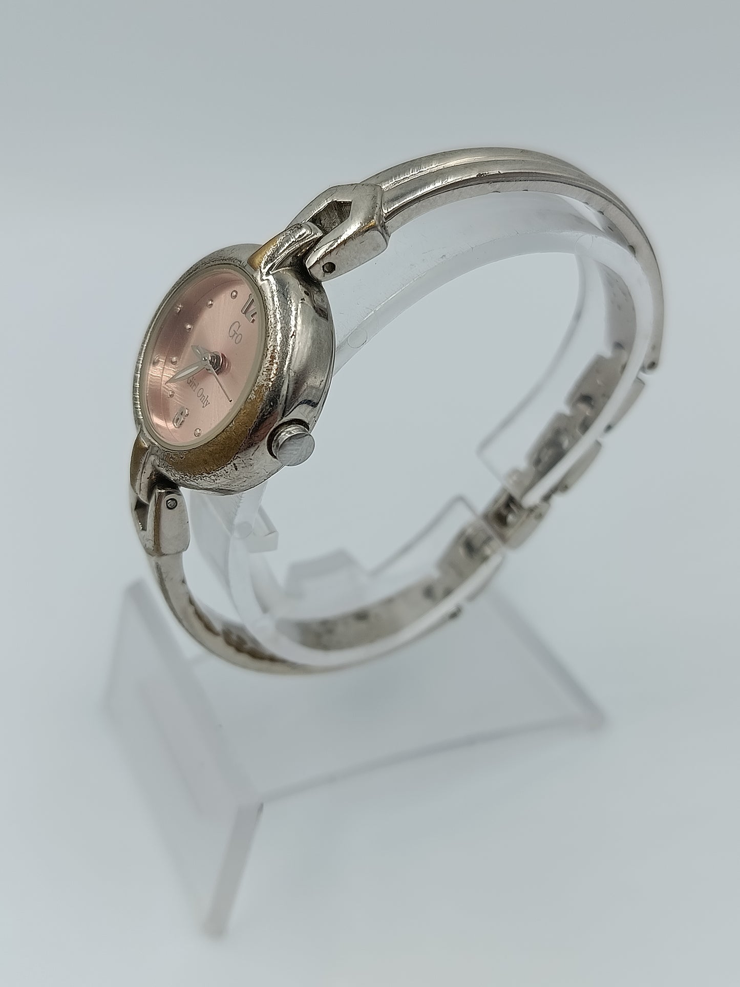 Damen Armbanduhr Go Rosé Zifferblatt Silber Metallarmband Vintage