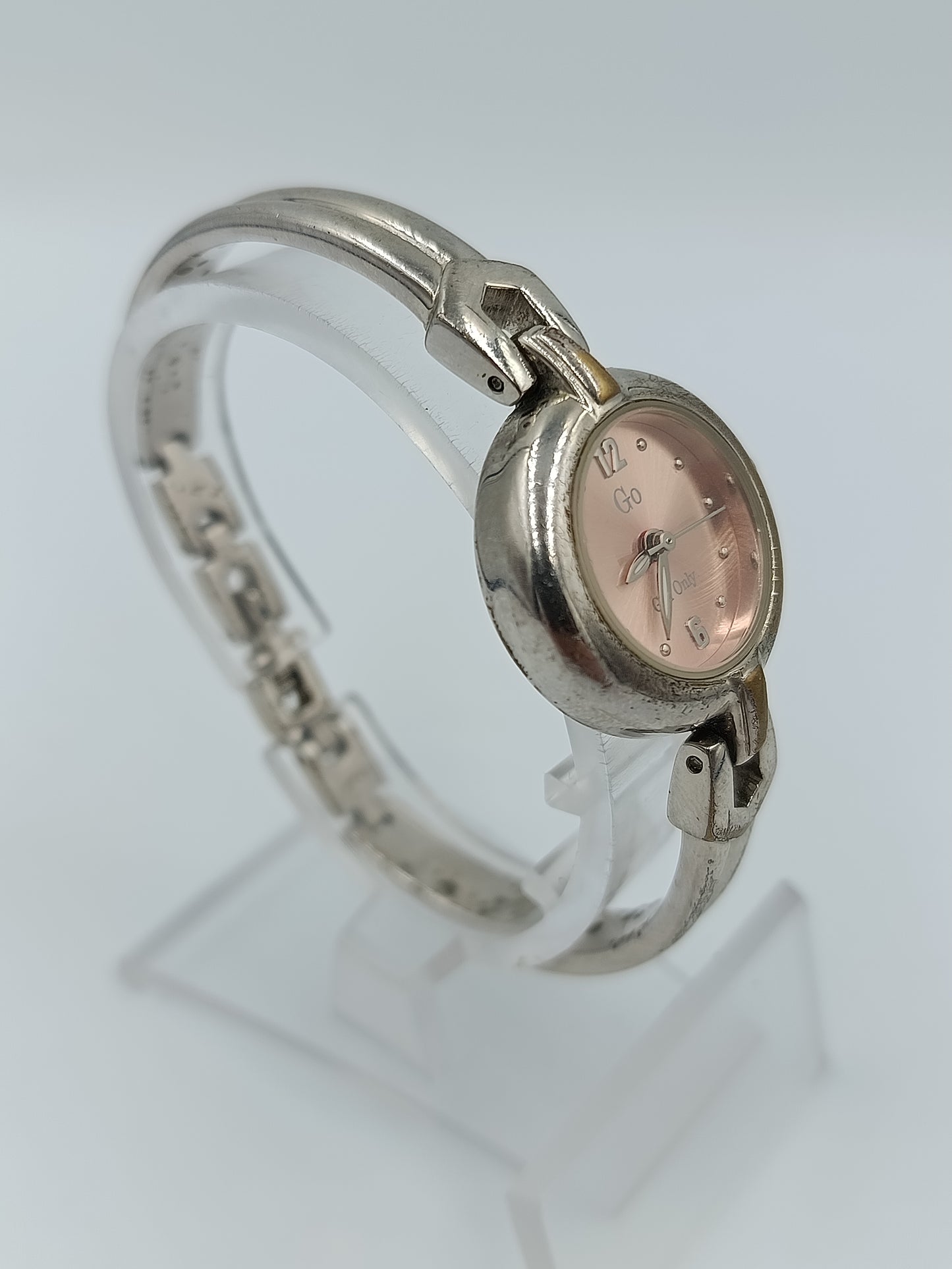 Damen Armbanduhr Go Rosé Zifferblatt Silber Metallarmband Vintage