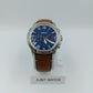 FOSSIL Herren Chronograph Uhr Blaues Zifferblatt Lederarmband Braun Vintage