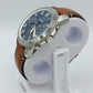 FOSSIL Herren Chronograph Uhr Blaues Zifferblatt Lederarmband Braun Vintage