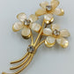 Vintage Blumen Brosche Goldfarben Perlmutt Strass Elegant Schmuck