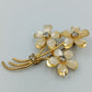 Vintage Blumen Brosche Goldfarben Perlmutt Strass Elegant Schmuck