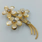 Vintage Blumen Brosche Goldfarben Perlmutt Strass Elegant Schmuck
