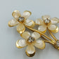Vintage Blumen Brosche Goldfarben Perlmutt Strass Elegant Schmuck