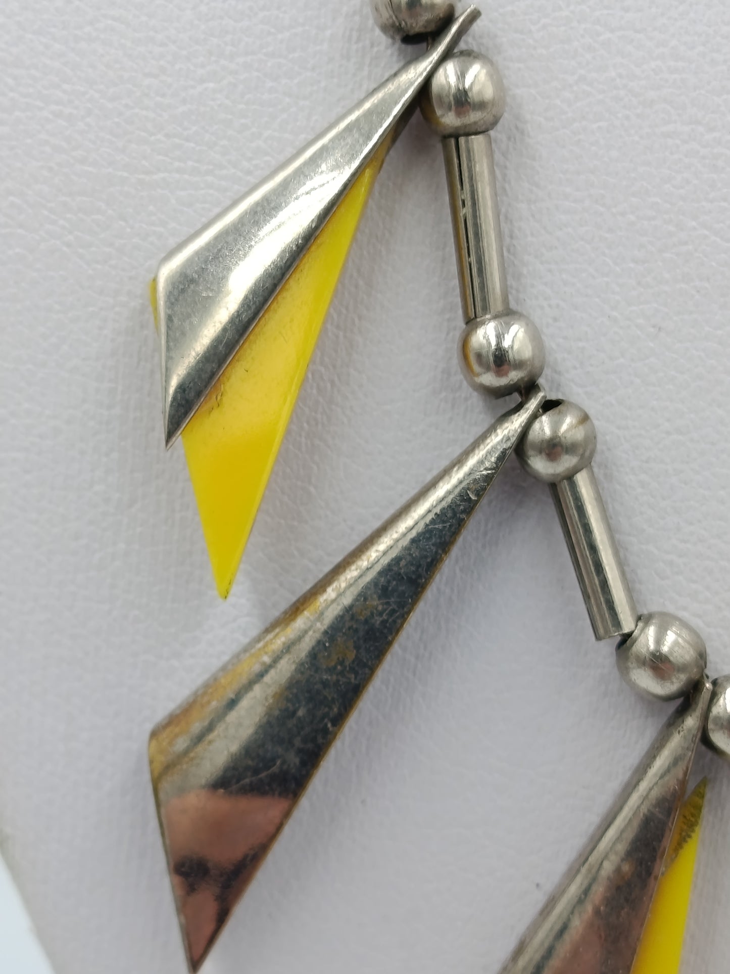 Statement Kette Silber Gelb geometrisch Retro Design Halskette