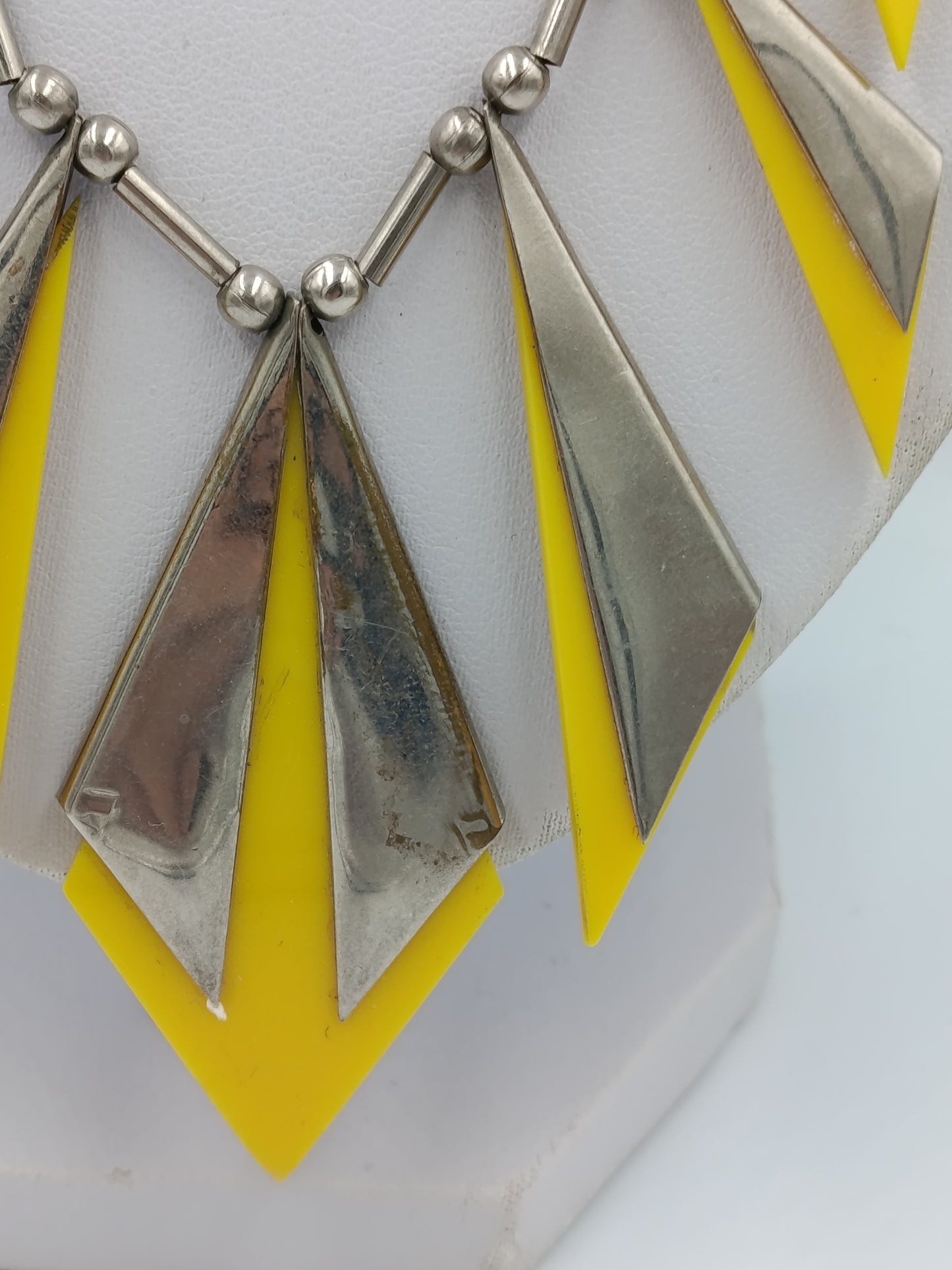 Statement Kette Silber Gelb geometrisch Retro Design Halskette