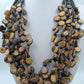 Große Statement Kette Naturlook mehrreihig Holzoptik Boho Ethno