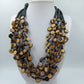 Große Statement Kette Naturlook mehrreihig Holzoptik Boho Ethno