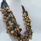 Große Statement Kette Naturlook mehrreihig Holzoptik Boho Ethno