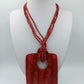 Statement Kette Rot mit großem Anhänger Boho Ethno Perlenkette