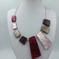 Statement Kette geometrisch Rot Rosa Grau Collier modern
