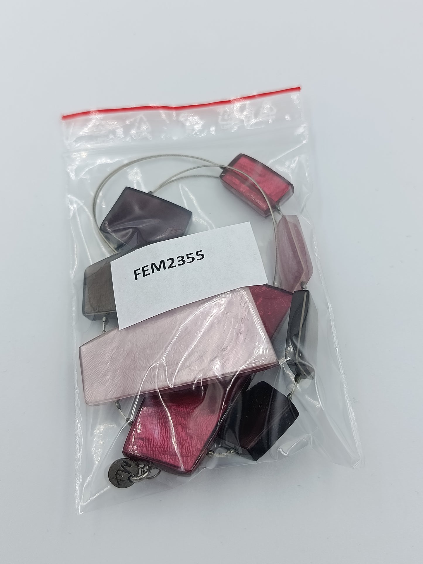 Statement Kette geometrisch Rot Rosa Grau Collier modern
