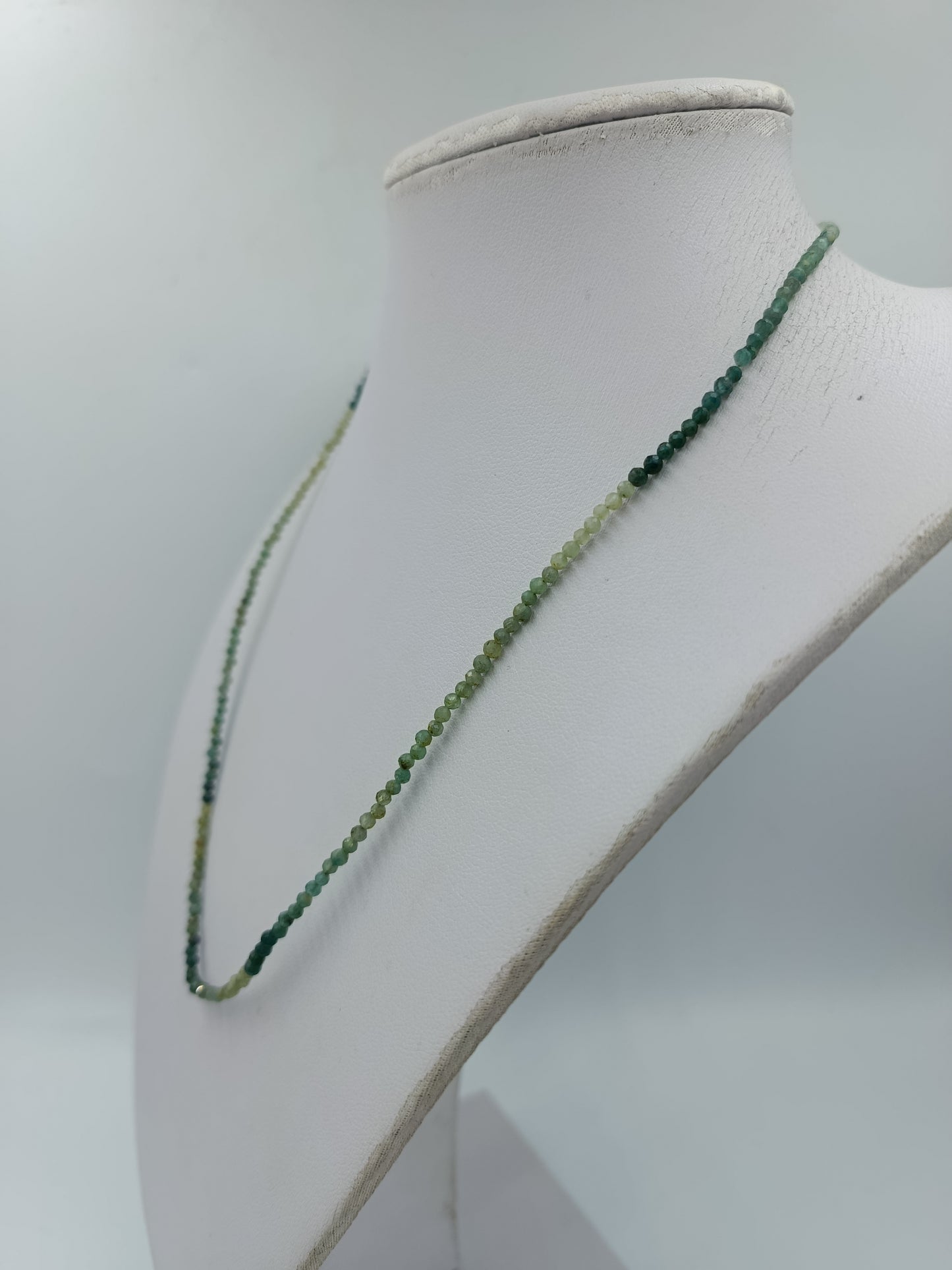 Edelstein Kette grün facettiert 925 Silber vergoldet zart