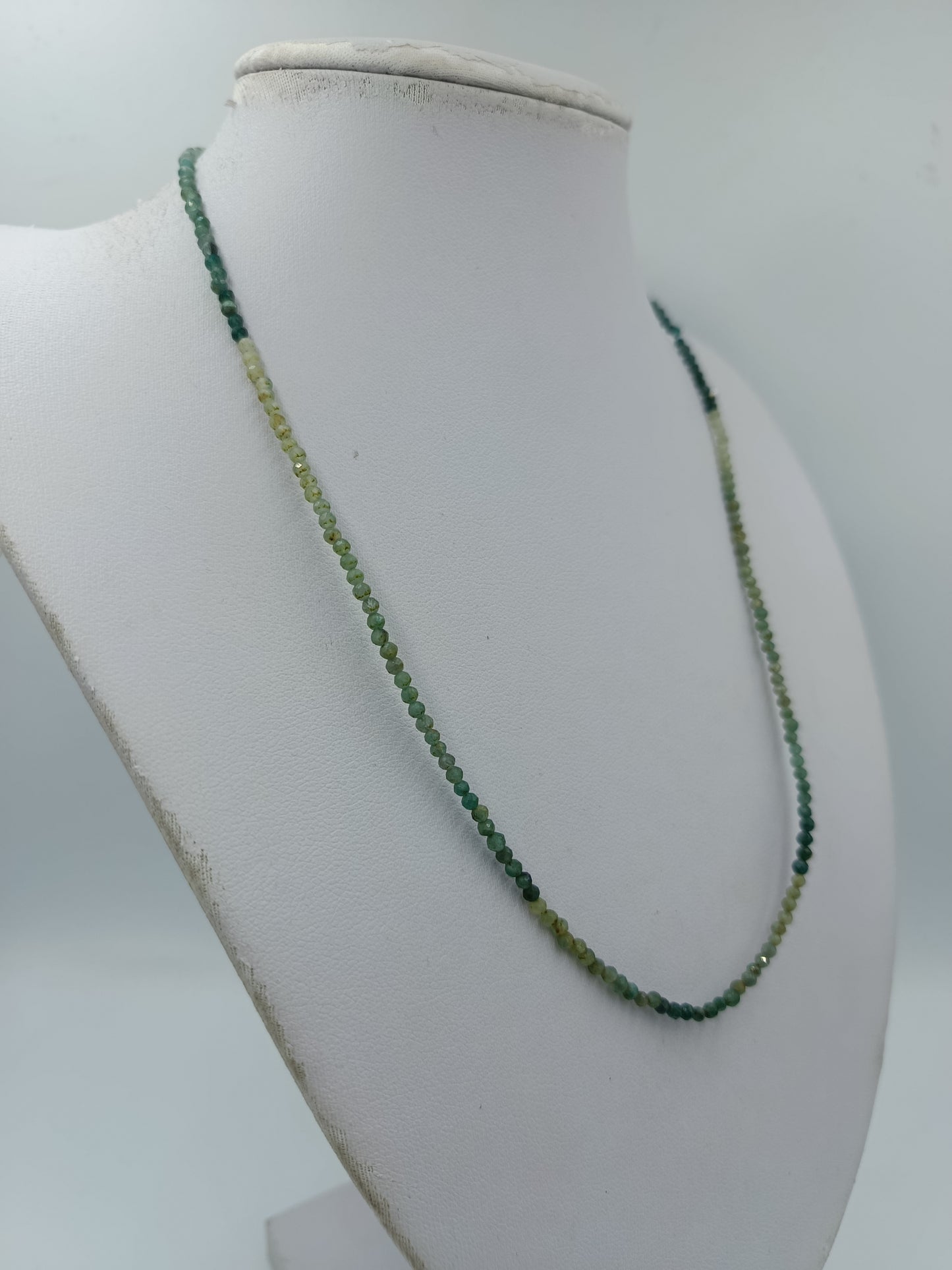 Edelstein Kette grün facettiert 925 Silber vergoldet zart