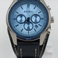Fossil Chronograph Herren Uhr blau silber Lederarmband Tachymeter