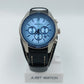 Fossil Chronograph Herren Uhr blau silber Lederarmband Tachymeter