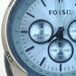 Fossil Chronograph Herren Uhr blau silber Lederarmband Tachymeter