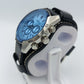 Fossil Chronograph Herren Uhr blau silber Lederarmband Tachymeter