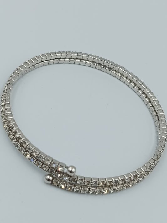 Elegantes Strass Armband silberfarben flexibel verstellbar