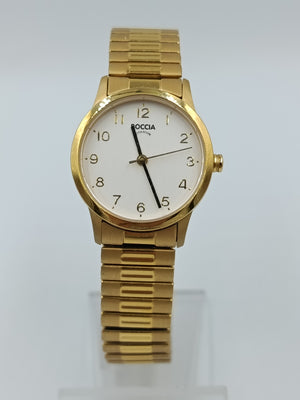 Boccia Titanium Damen Armbanduhr Goldfarben klassisch elegant