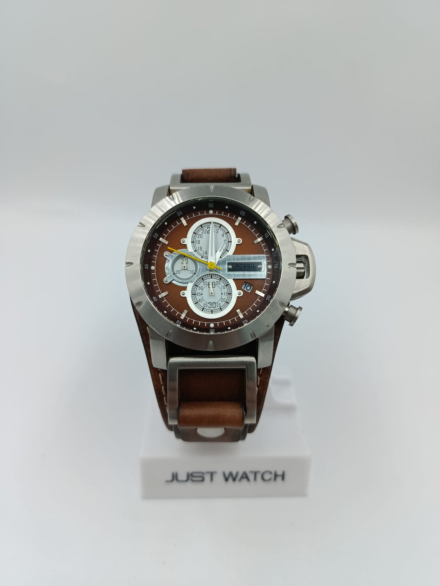 Fossil Herren Chronograph JR1157 Edelstahl Lederarmband Braun