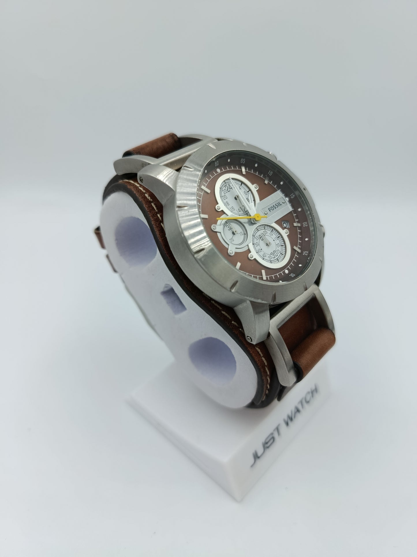 Fossil Herren Chronograph JR1157 Edelstahl Lederarmband Braun