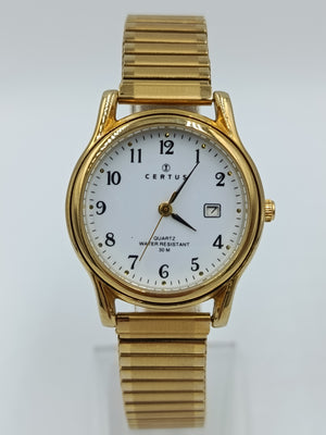 Certus Damen Uhr Goldfarben Quarz Armbanduhr Elastisches Band