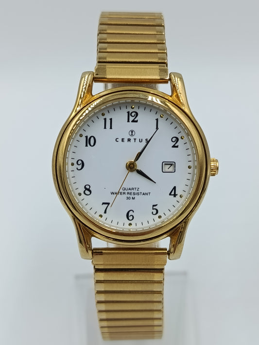 Certus Damen Uhr Goldfarben Quarz Armbanduhr Elastisches Band