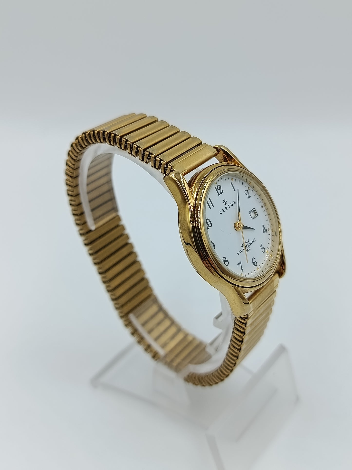 Certus Damen Uhr Goldfarben Quarz Armbanduhr Elastisches Band