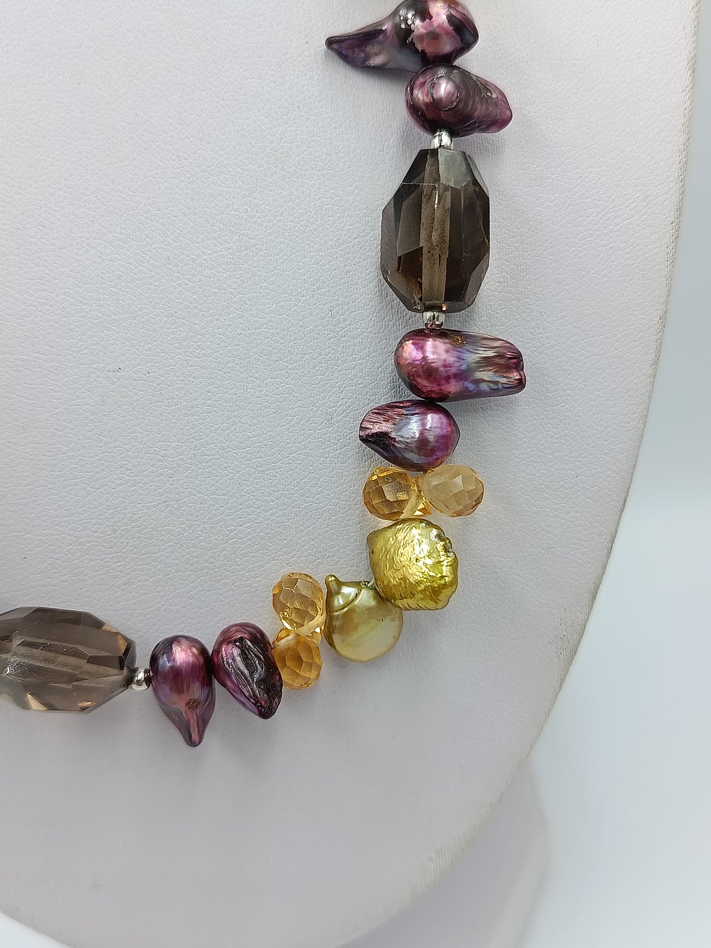 Perlenkette Multicolor Edelsteine 925 Silber Verschluss Kette