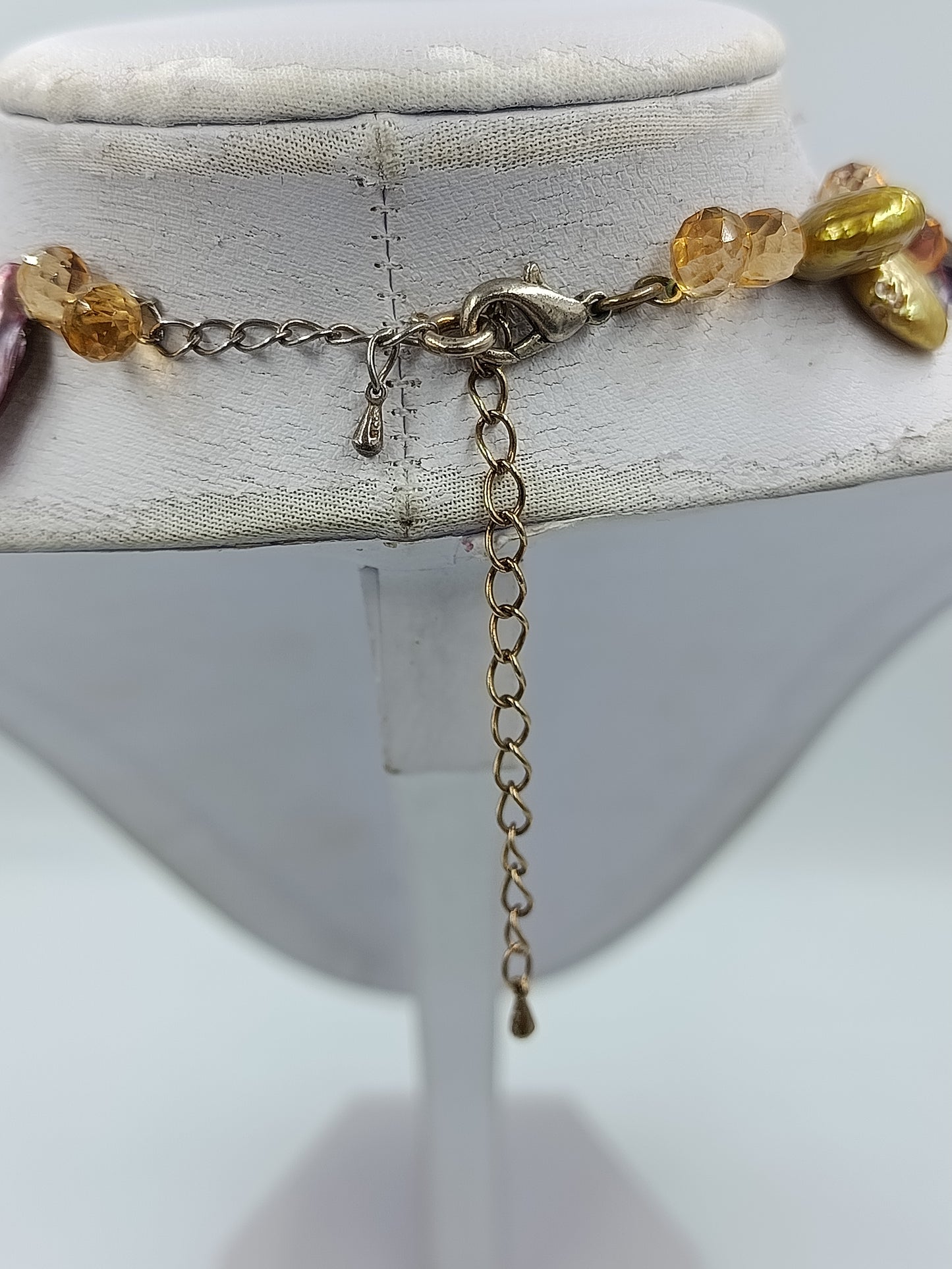 Perlenkette Multicolor Edelsteine 925 Silber Verschluss Kette