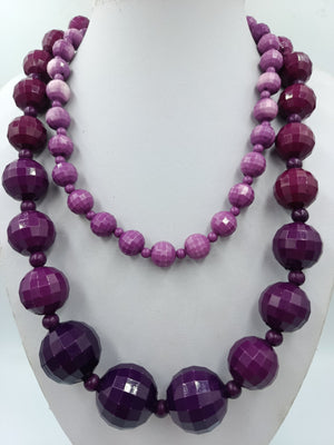 Lange Statement Kette Lila Facettierte Perlen Collier 90 cm