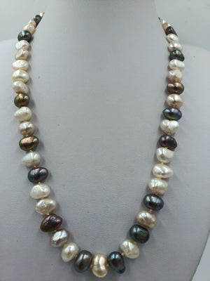 Echte Perlenkette Multicolor Barockperlen 925 Silber Verschluss