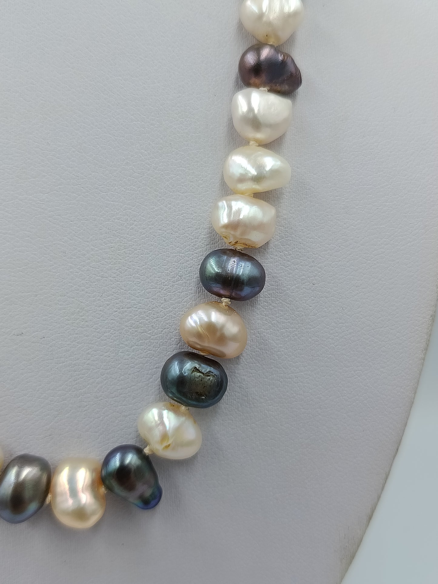 Echte Perlenkette Multicolor Barockperlen 925 Silber Verschluss