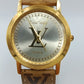Damen Uhr Goldfarben mit Lederarmband 24 cm