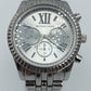 Damen Uhr Silberfarben mit Metallarmband Chrono-Optik