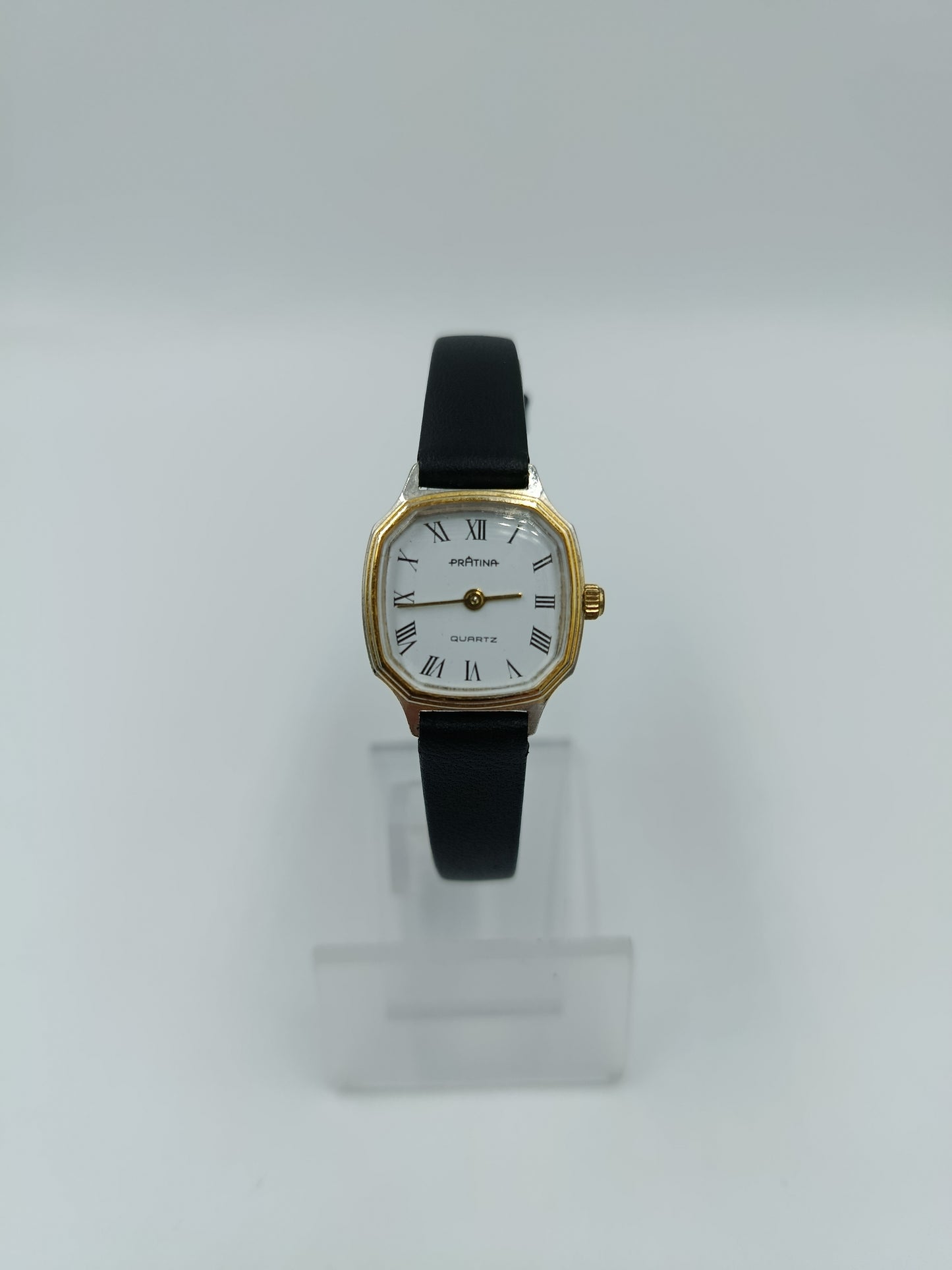 Damen Uhr Klassisch Schwarz Gold mit römischen Ziffern